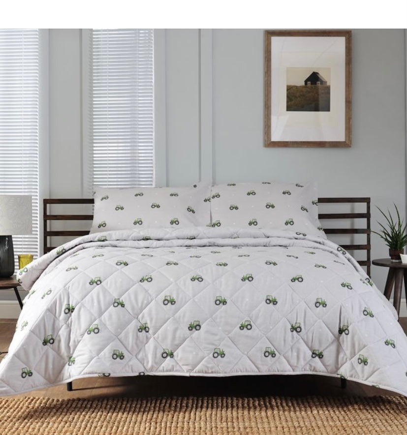 Green Tractor Bedspread