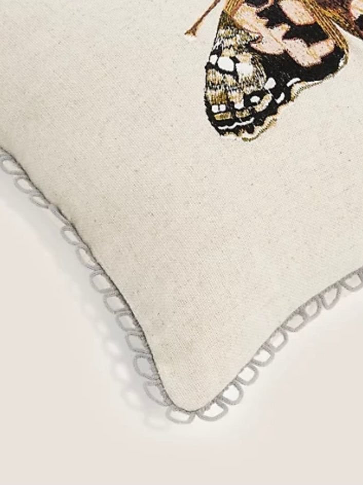 Natural Embroidered Mini Cushion