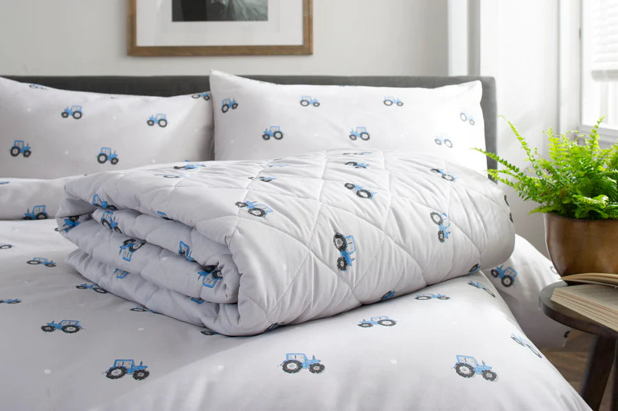 Blue Tractor Bedspread