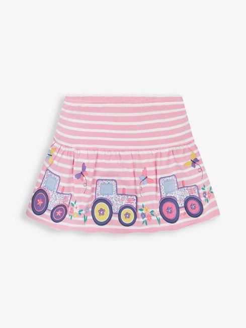 Pink Embroidered Tractor Skort