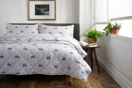 Blue Tractor Bedspread