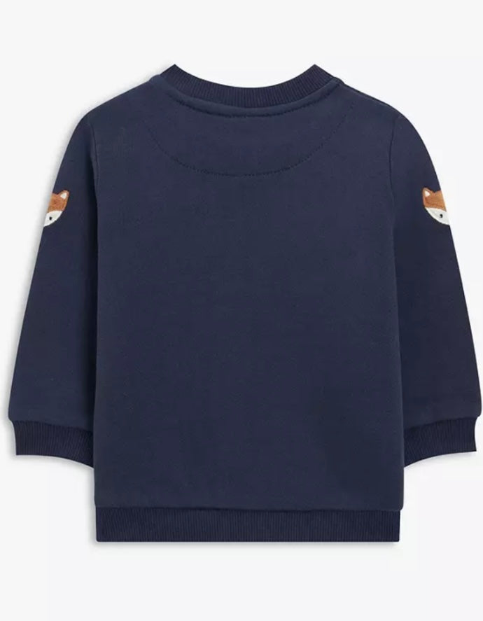 Navy Fox Embroidered Jumper