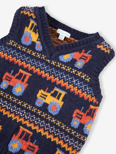 Navy Tractor Knitted Vest