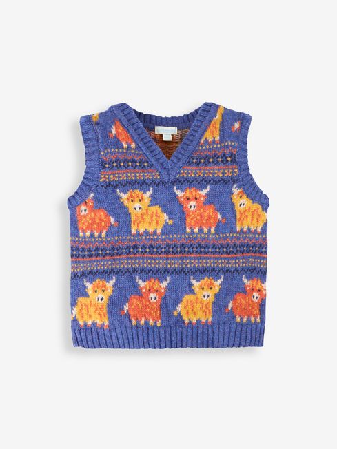 Blue Cow Knitted Vest