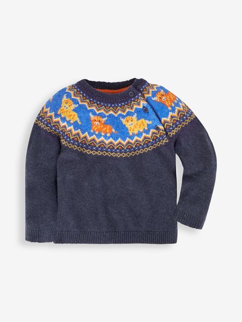 Cow Knitted Navy Jumper