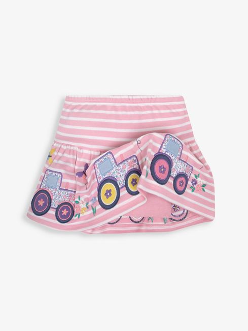 Pink Embroidered Tractor Skort