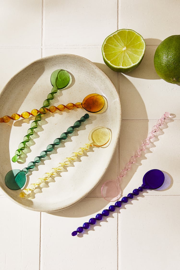 Glass Rainbow Twist Spoon Set