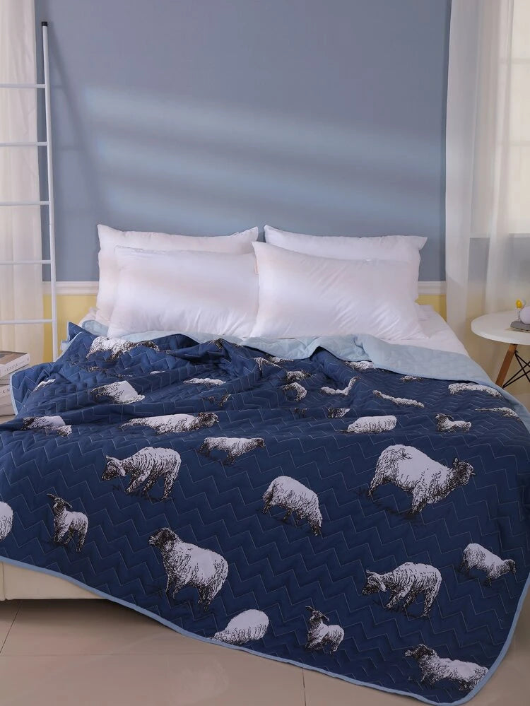 Navy Sheep Bedspread