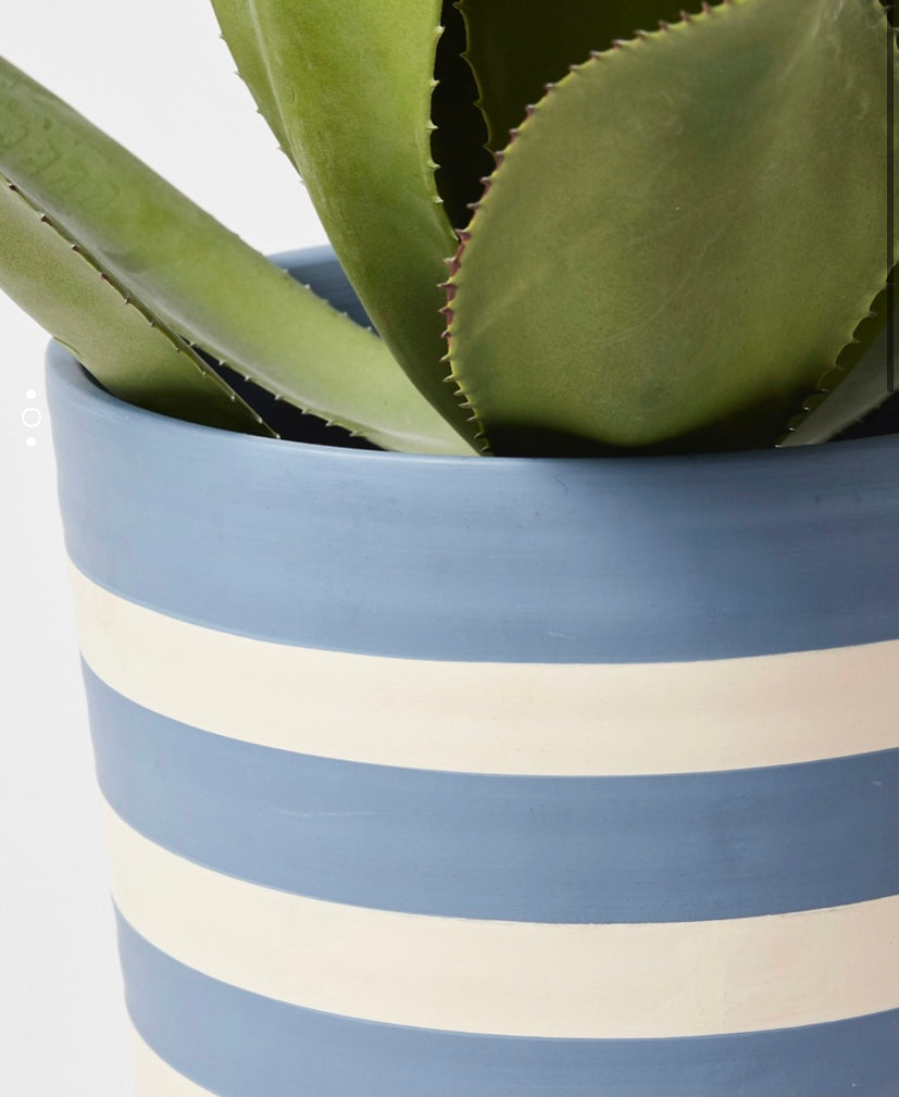 Blue Striped Plant Pot