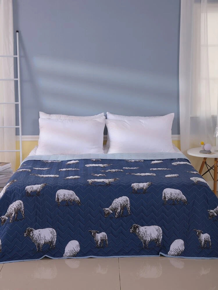 Navy Sheep Bedspread