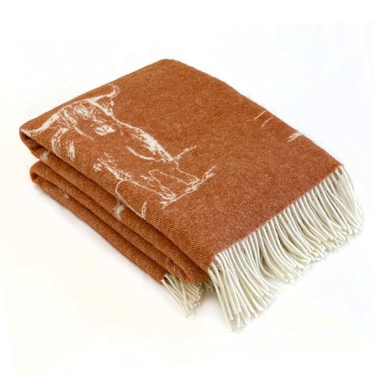 Pure Merino Wool Highland Cow Design Throw