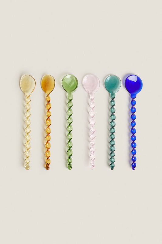 Glass Rainbow Twist Spoon Set