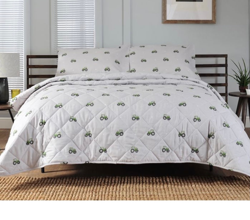 Green Tractor Bedspread