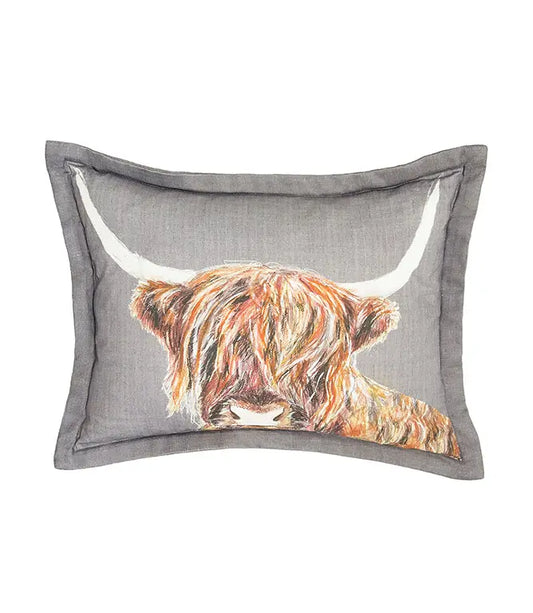 Highland Cow Print Velvet Cushion