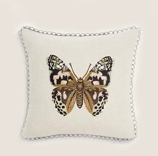 Natural Embroidered Mini Cushion