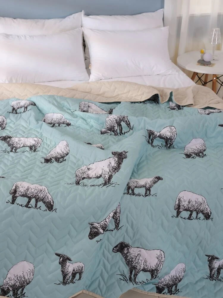 Turquoise Sheep Bedspread