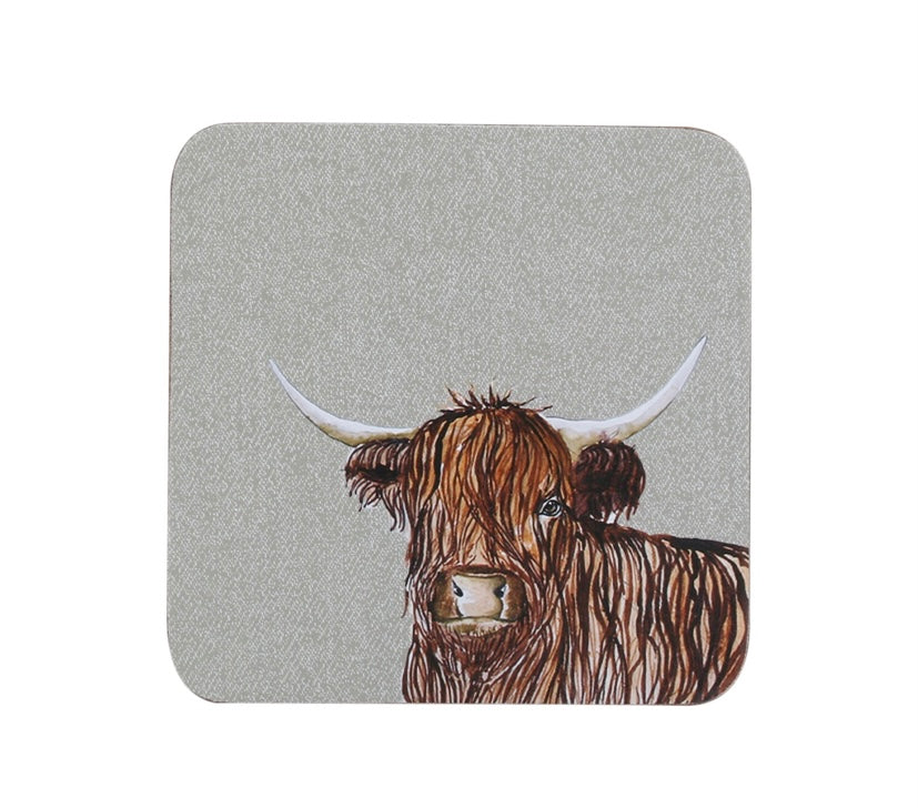 Set of 6 Highland Cow Coasters