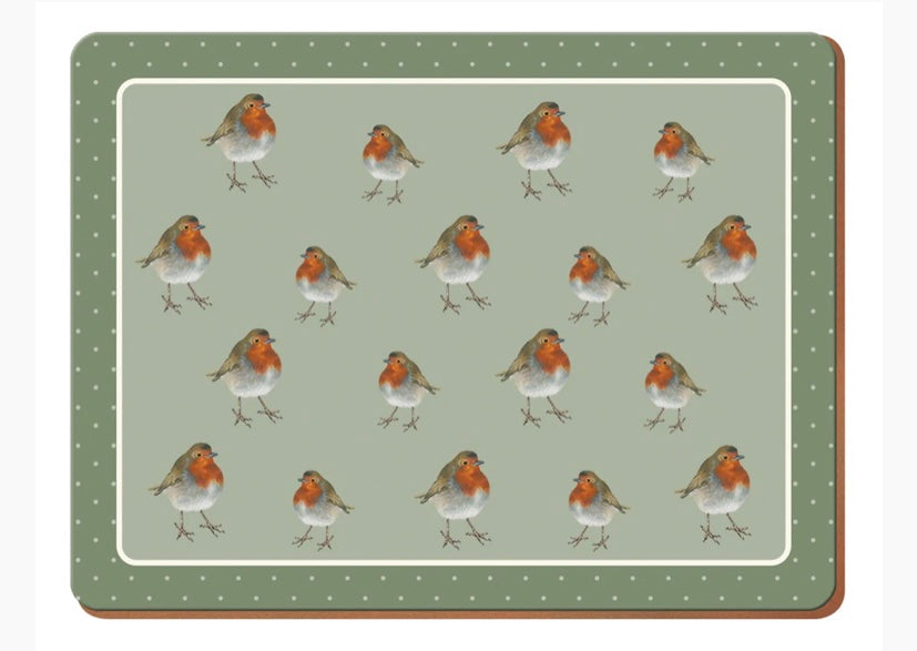 Set of 6 Robin Redbreast Placemats