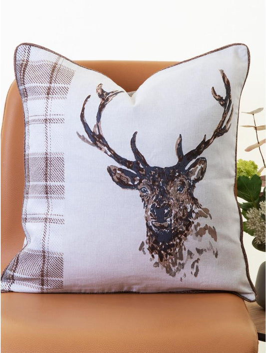 Stag Watercolour Tweed Cushion