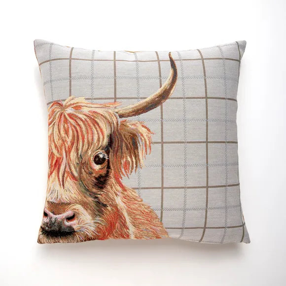 Orange Cow Embroidered Cushion