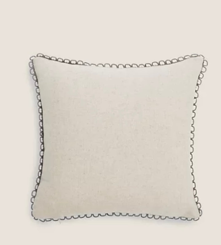 Natural Embroidered Mini Cushion