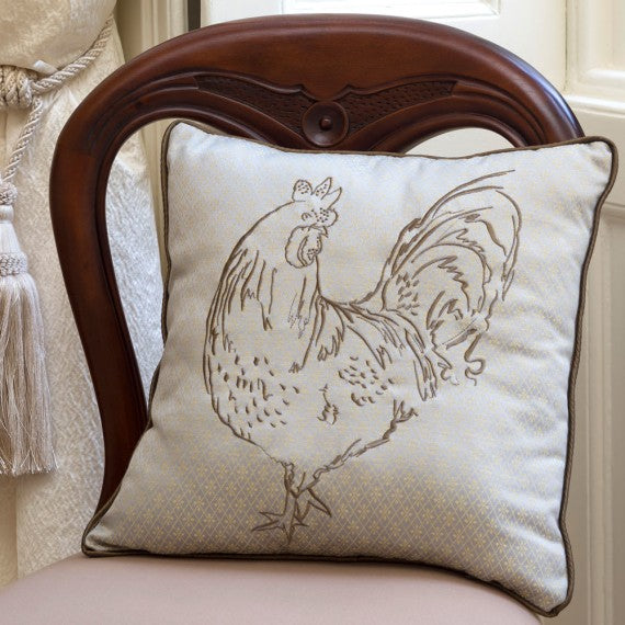 Elegant Brocade Rooster Cushion