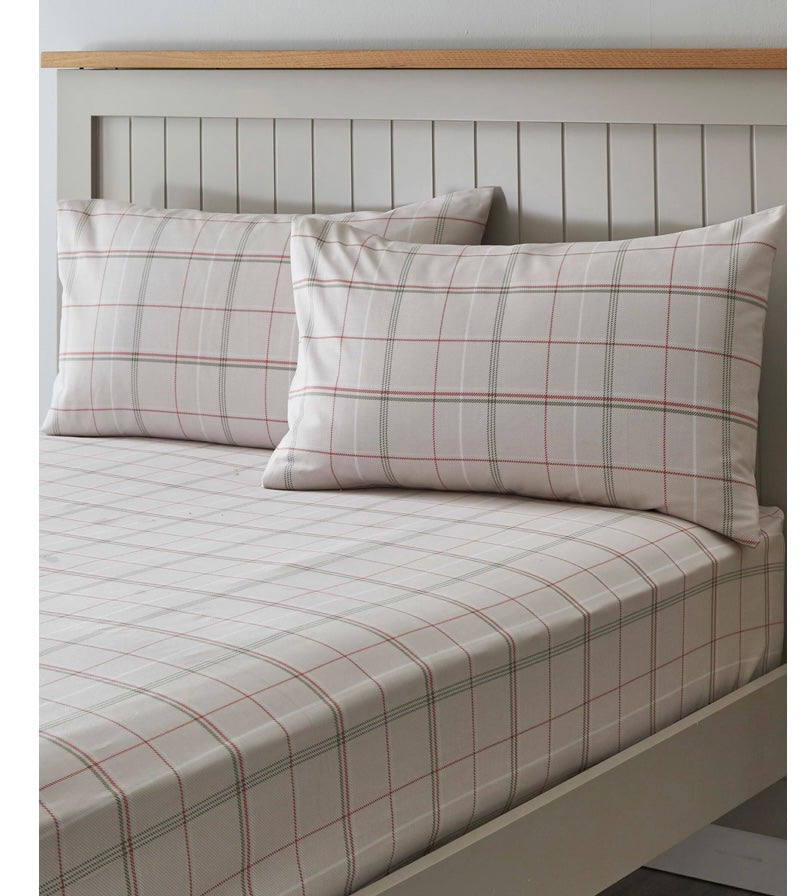 Country Check Fitted Sheet & Pillow Set