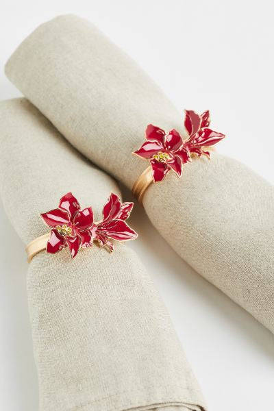 Red Amaryllis Napkin Rings