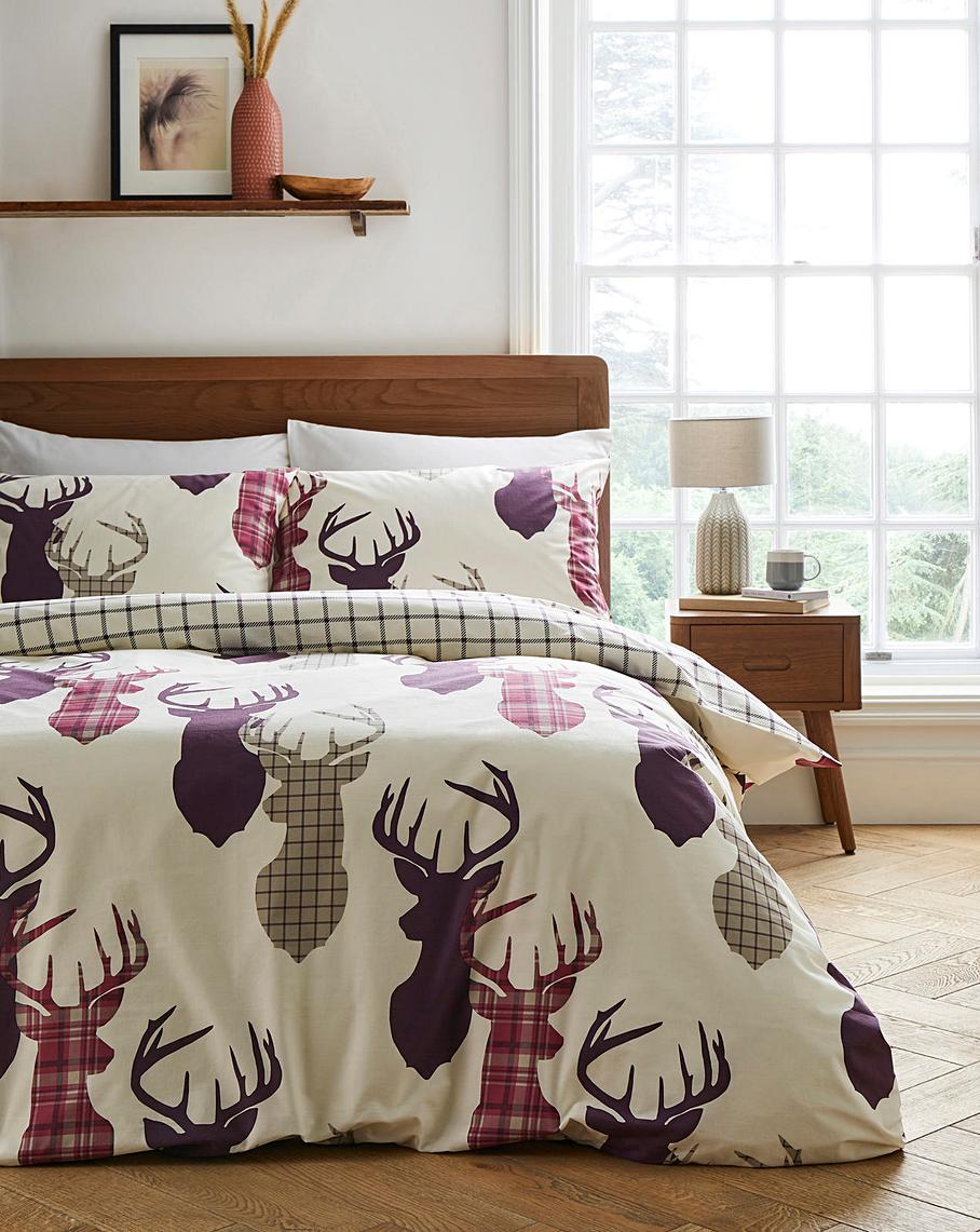 Stag Duvet Set in Plum